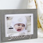 4x6 Sweet Baby Distressed Expressions Gray Wood Frame 5x7 Mat   Silver Accent