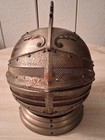 Vintage Medieval Knights Helmet Decanter Shot Glass Holder Bar Set Complete