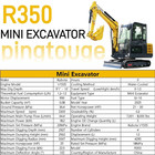 3 5ton Mini Excavator Enclosed Cab Kubota Diesel Engine Side Swing 4 Attachments