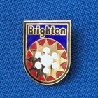 Brighton Ski Pin Vintage Utah Blue Red Skiing Resort Gold Tone 