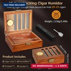 Cigar Box Handcrafted Humidor With Hygrometer And Humidifier  Cedar Wooden