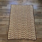 Vintage Handmade Afghan Blanket Throw Striped Brown 41 X 62 In