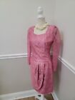 Vintage Blush  Cocktail  Lace Dress Sheath Lined Back Zip long Sleeve 