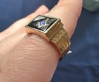 Vintage Masonic Ring In 10k Solid Gold With Tiny Diamond