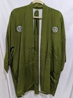 Authentic Vintage Japanese Kimono Blue   Green Silk Mid Length Mens M Embroidery