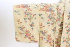 Japanese Vintage Silk Chirimen Kimono Robe Yellow Floral Chrysanthemum Maple 59 