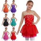 Kids Girls Shiny Lyrical Figure Ice Skating Gymnastic Leotard Dress Dancewear
