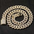 Luxury Iced Gold Silver Plated Simulated Diamond Zig Zag Cuban Chain Necklace