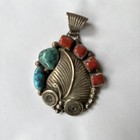 Vintage Navajo Jim Yazzie Sterling Silver Turquoise Pendant