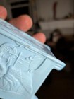 93 Sowerby Blue Milk Glass Toothpick Witch Design