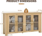 59  Buffet Cabinet With Storage  Sideboard Credenza With Tempered Glass Doors