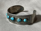 Vintage Old Pawn Navajo Sterling Silver Turquoise Cuff Bracelet 46 4 Grams Read