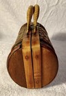 Vintage Round Small Wooden Handcrafted Purse 