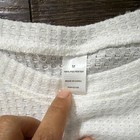 Polyester White Waffle Knit Jersey Women s T-shirt M Long Sleeve Crew Neck