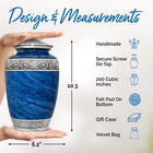 Blue Urn For Ashes Adult Male - Cremation Urns For Human Ashes Adult Man - Handc