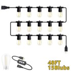 48ft Led Outdoor String Lights Anti-shatter Bulbs X-mas Decor W remote Control