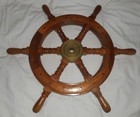 Collectible Brass Hub  Finish Wooden 24  W X 2  D Nautical Ship Steering Wheel