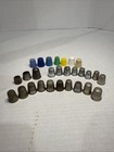 Lot Of 28 Vintage Original Metal Thimbles Various Sizes Advertising