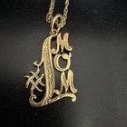 Vintage 14k Yellow Gold  1 Mom Pendant Necklace With Chain  Great Condition 