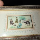  rare  Persian Miniature Painting On Bone With A Khatam Frame