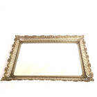 Vintage Mirror Vanity Tray Ornate Gold Tone Filigree Dresser Display Large 16x11