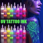 8color Fluorescent Tattoo Ink Set 8pcs Glow Blacklight Skin-safe Permanent