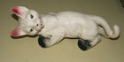 Vtg Mcm Wall Climbing Cat Ceramic Hanging White Kitten 11  Green Eyes Camark 
