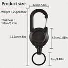 1x Extendable Retractable Keychain Badge Reel Heavy Duty Clip With Carabiner