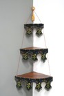 Victorian Antique Walnut Etagere Beaded Fridge Hanging Corner Display Stand Rare
