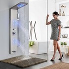 Led Shower Panel Tower System Stainless Steel Rain waterfall Massage Body Jets
