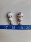 Vtg 1 12 Miniature 2 Victorian Porcelain Brass Oil Lamps Flower Design