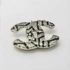Rare Auth Chanel Zip Pull charm Stamped Zebra Black Rhinestones Silver Xl 38mm