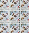 1989 Sledding Fun  f  Sheet Of 42  6 Gift Tags  Us Christmas Seals Mnh