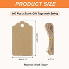 100 Pcs Blank Gift Tags With String  2x1 2  Rectangular Wave Kraft Tags  Brown