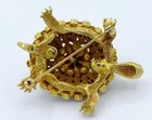 Vintage Har Gold-tone Faux Carnelian   Pearl Rhinestone Turtle Pin