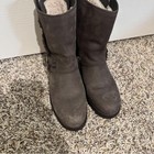 Ugg Boots Womens Size 8 5 Brown Leather Shearling Lined Buckle Zip Moto 1018607
