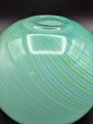 Vintage Dansk Mint Green    Blue Swirl  hand Blown  glass Bulbous Orb Vase