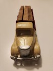 Antique Vintage Style Cast Iron Truck Flat Bed Car With Wood Lumber Logs