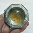 Vintage Vanity Powder Glass Jar Brass Lid  Floral Design  Collectible  Keepsake