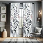  Leafy Art Curtains  Muted 28 w X 63 l  pack Of 2  Grey Pink Slate Blue Rose