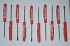 Snap On 10pc Red Pocket Flat Screwdriver With Clip Magnet Top Mini Tool New