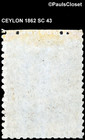 Ceylon 1862 Sc 43 Queen Victoria 1 - Grayish Violet Mhr P13 Vg f