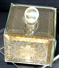 Trinket Jewlery Box Mirrored Floral With Golden Design And Lid Vintage