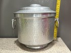 Vintage 1950 s Hammered Aluminum Ice Bucket Made In Italy By Nasco Lid   Handles