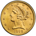 1899  5 Gold Half Eagle - Pcgs Ms65    Cac Approved - Plus Designation