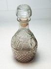 Set Of 3 Vintage Pressed Glass Decanters Mid Century Barware Aqua Clear