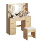 Vanity Table With Built-in Lights   Outlets Fluted Makeup Desk With 7 Drawers