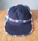 Vintage 70s 80s Trapper Hat Adult Xl Blue Red Wool Quilt Lined Hunting Usa