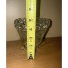 Vintage Clear Etched Glass Footed Bowl Scalloped Ruffled Rim Floral Design 5in