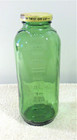 Vintage Embossed Green Glass 32oz Water   Juice Refrigerator Bottle 9 25 t